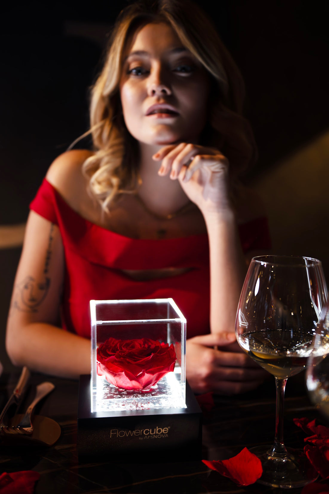 FLOWERCUBE® ROSSO + LAMPADA: SET COMPLETO