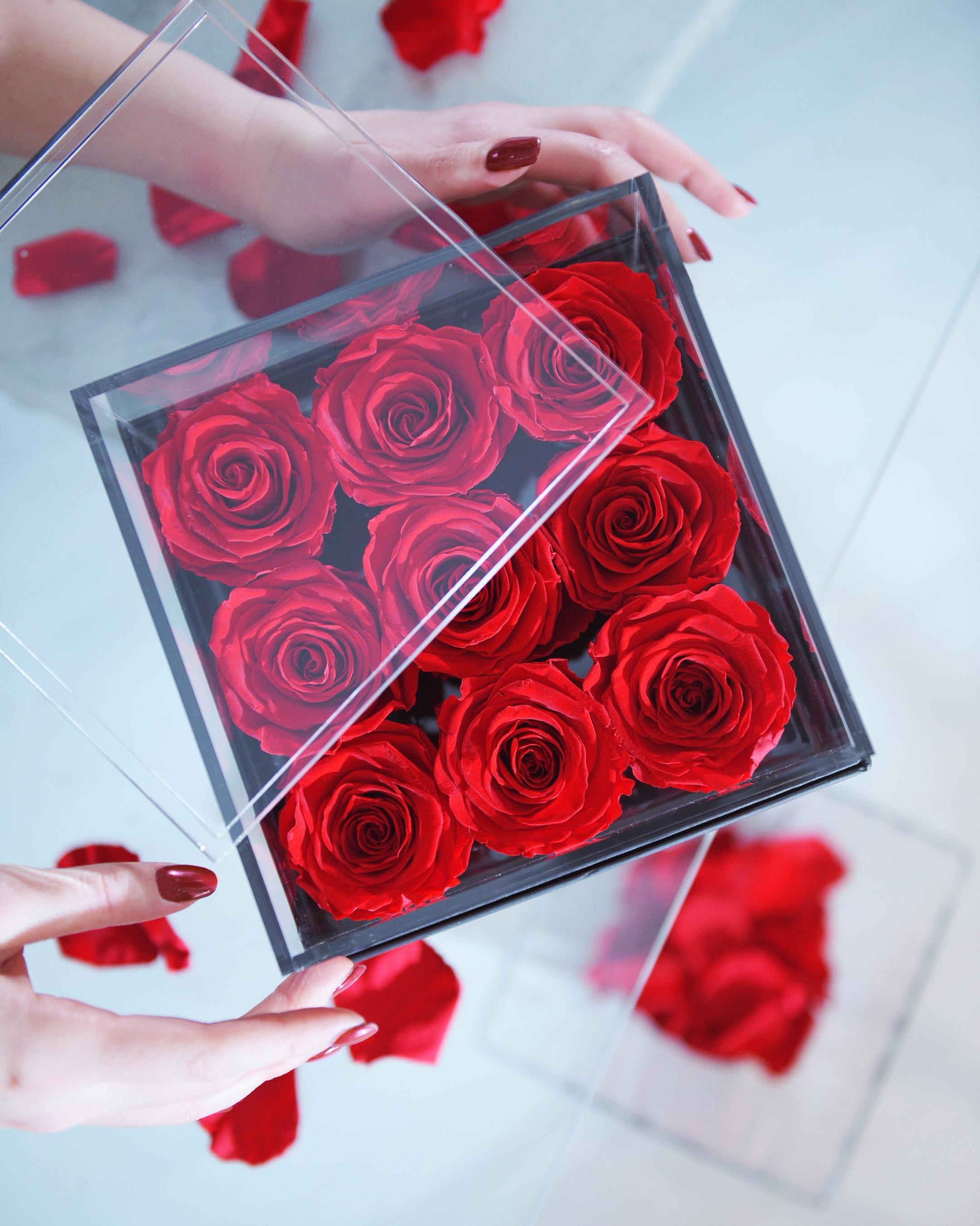 FLOWERCUBE PLATINUM - 9 ROSE ROSSE
